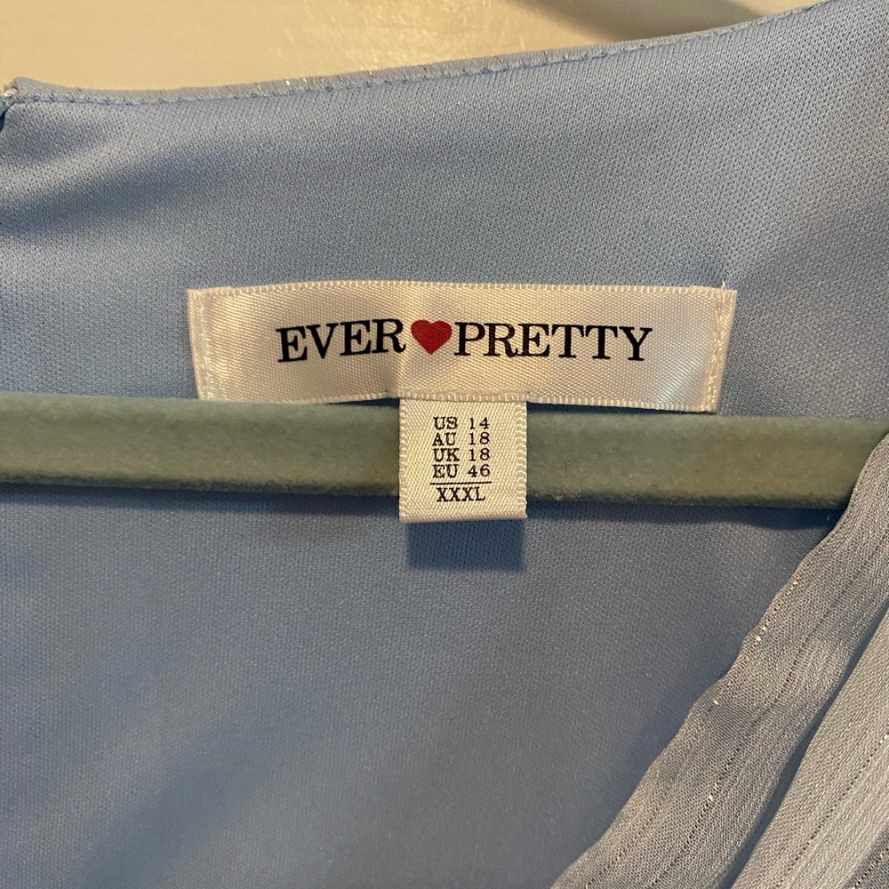 EverPretty Light Blue Sparkle Chiffon Wrap Dress - Picture 3 of 5